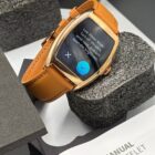 Brown Dafit Franck Muller smartwatch with leather strap displaying a custom watch face
