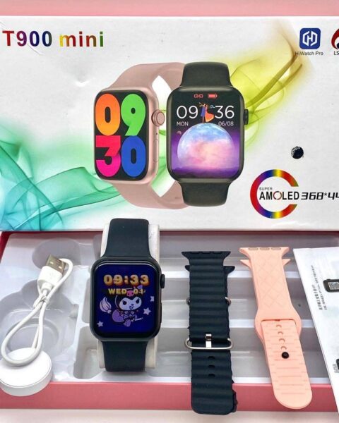 Black Smart Series 12 smartwatch displaying split-screen interface with health metrics